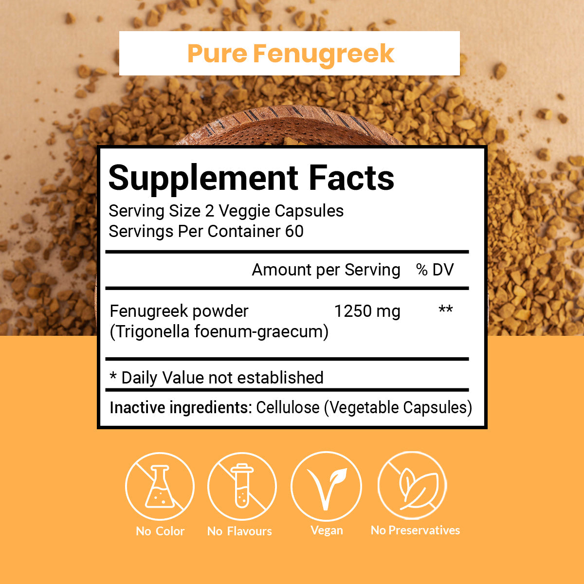 Fenugreek Capsules (Vegetarian, Powder)