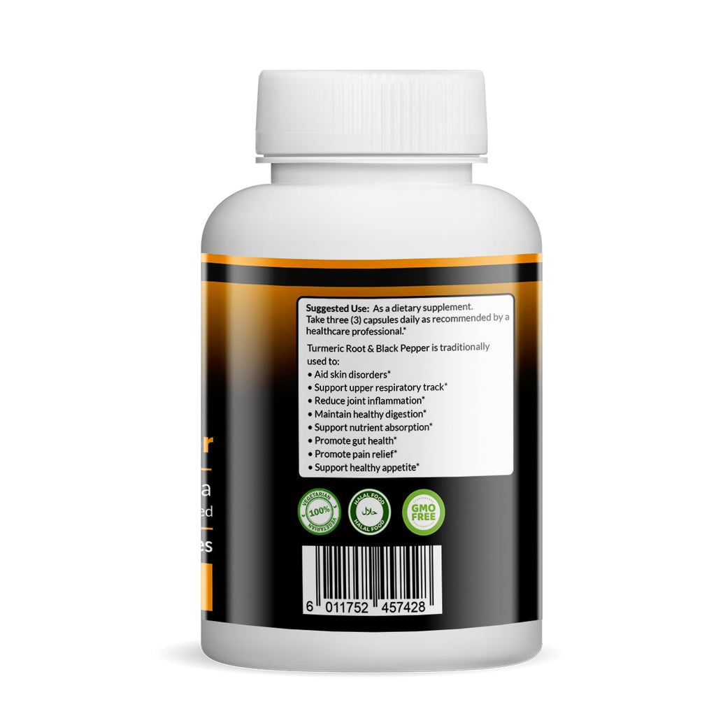 Turmeric & Black Pepper Capsules (Vegetarian, Powder)