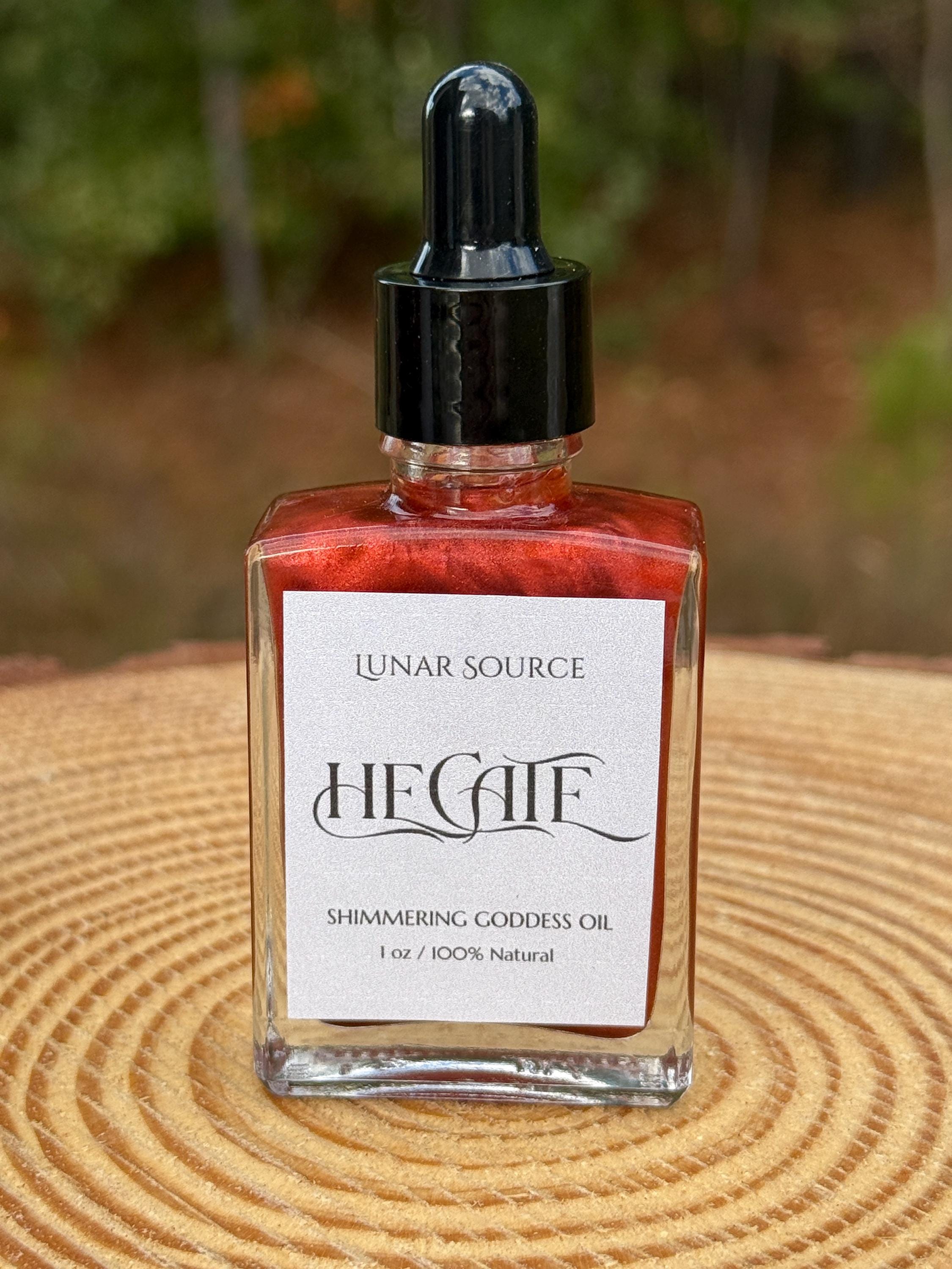 Hecate Luxury Shimmering Body Perfume Oil | Dark Triple Moon Goddess Queen of Witchcraft Altar Ritual Spell Deity Intention Pagan Gift