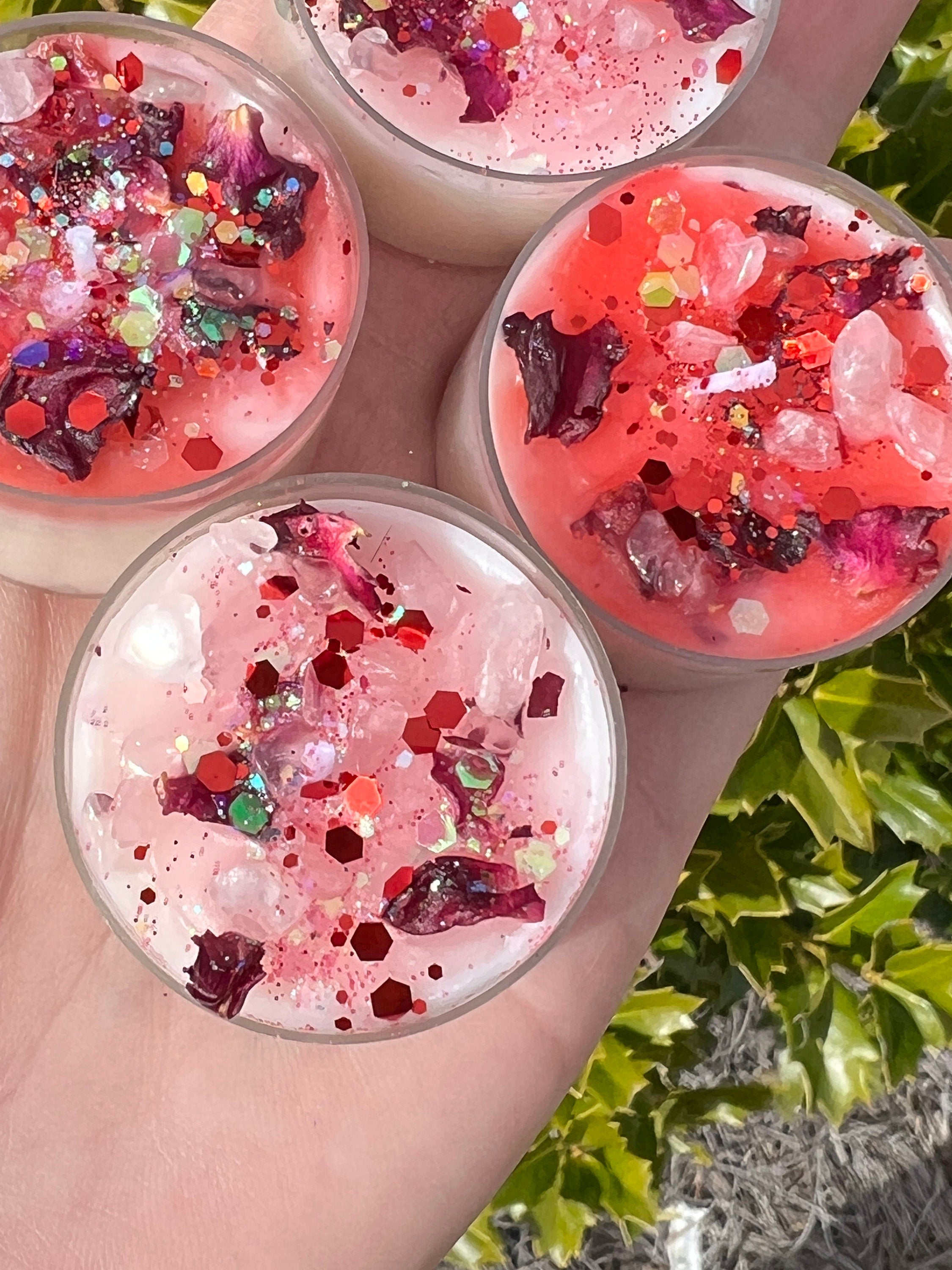 Aphrodite Love Spell Tea Lights: Rose Quartz Vegan Altar Candles
