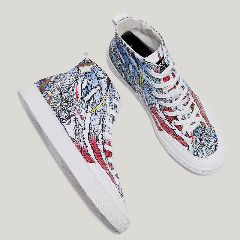 JayRab's Street Men's Graffiti Wolf Casual Shoes