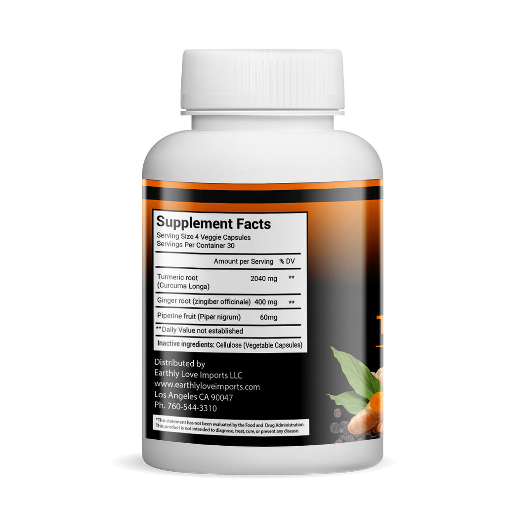 Turmeric & Ginger Capsules (Vegetarian, Powder)