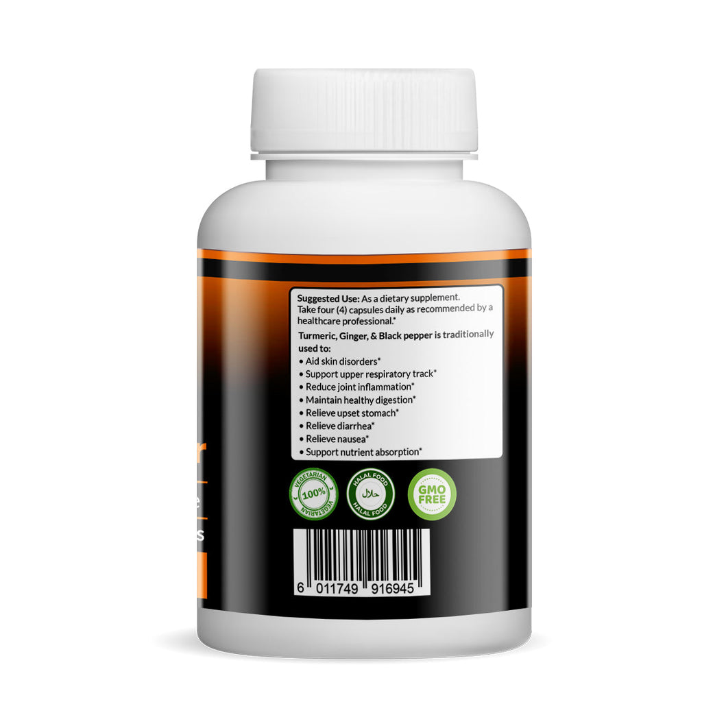 Turmeric & Ginger Capsules (Vegetarian, Powder)