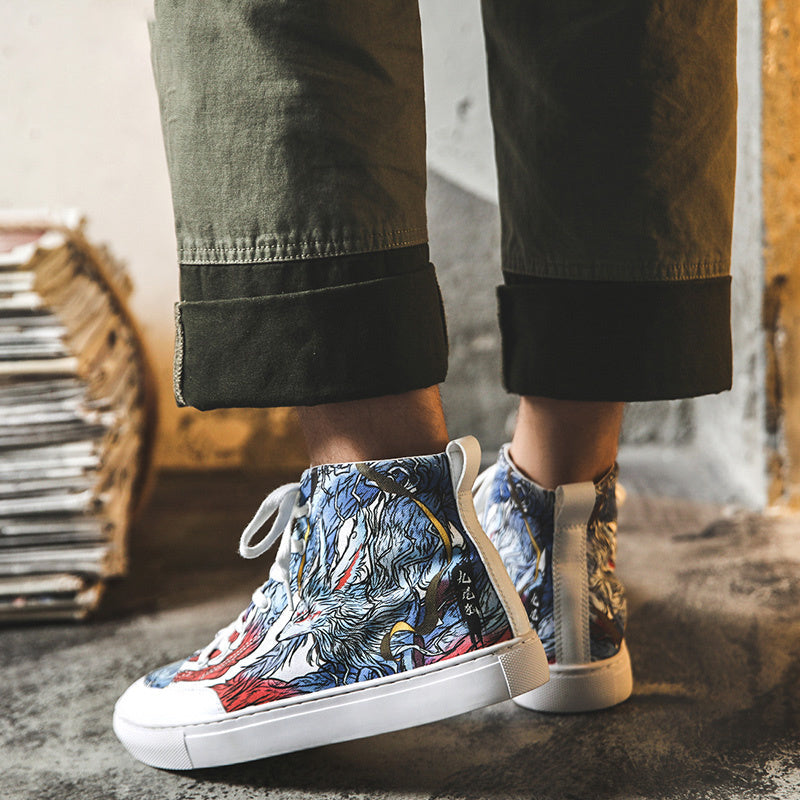 JayRab's Street Men's Graffiti Wolf Casual Shoes