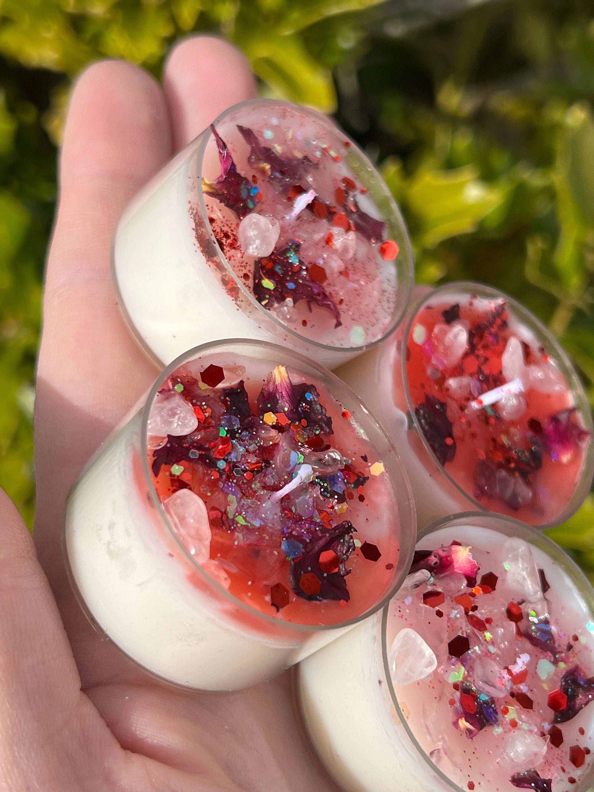 Aphrodite Love Spell Tea Lights: Rose Quartz Vegan Altar Candles
