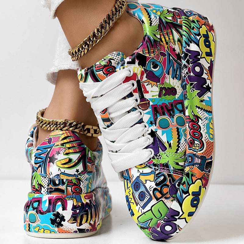 "WOW POP" Sneakers Inspired by Nia SoulX— Women’s Casual Print Shoes