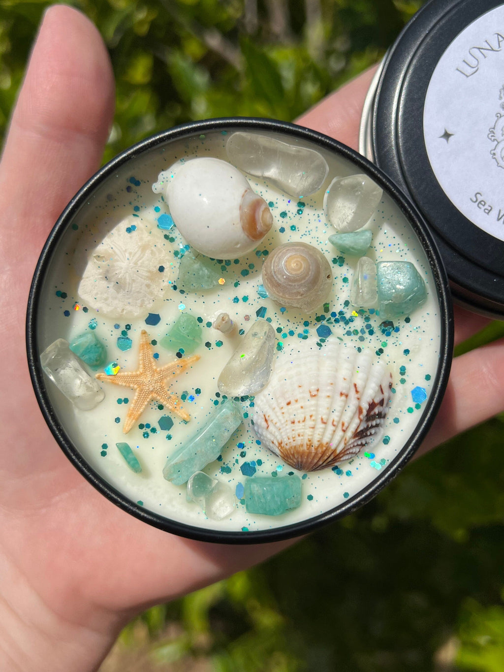 Sea Witch Mermaid Magick Candle | Witchcraft Altar Ritual Spell Ocean Amphirtite Beach Water Goddess Witchy Gift Crystal Herbal Intention