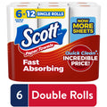 Scott Fast-Absorbing Paper Towels, Choose-A-Sheet - 6 Rolls