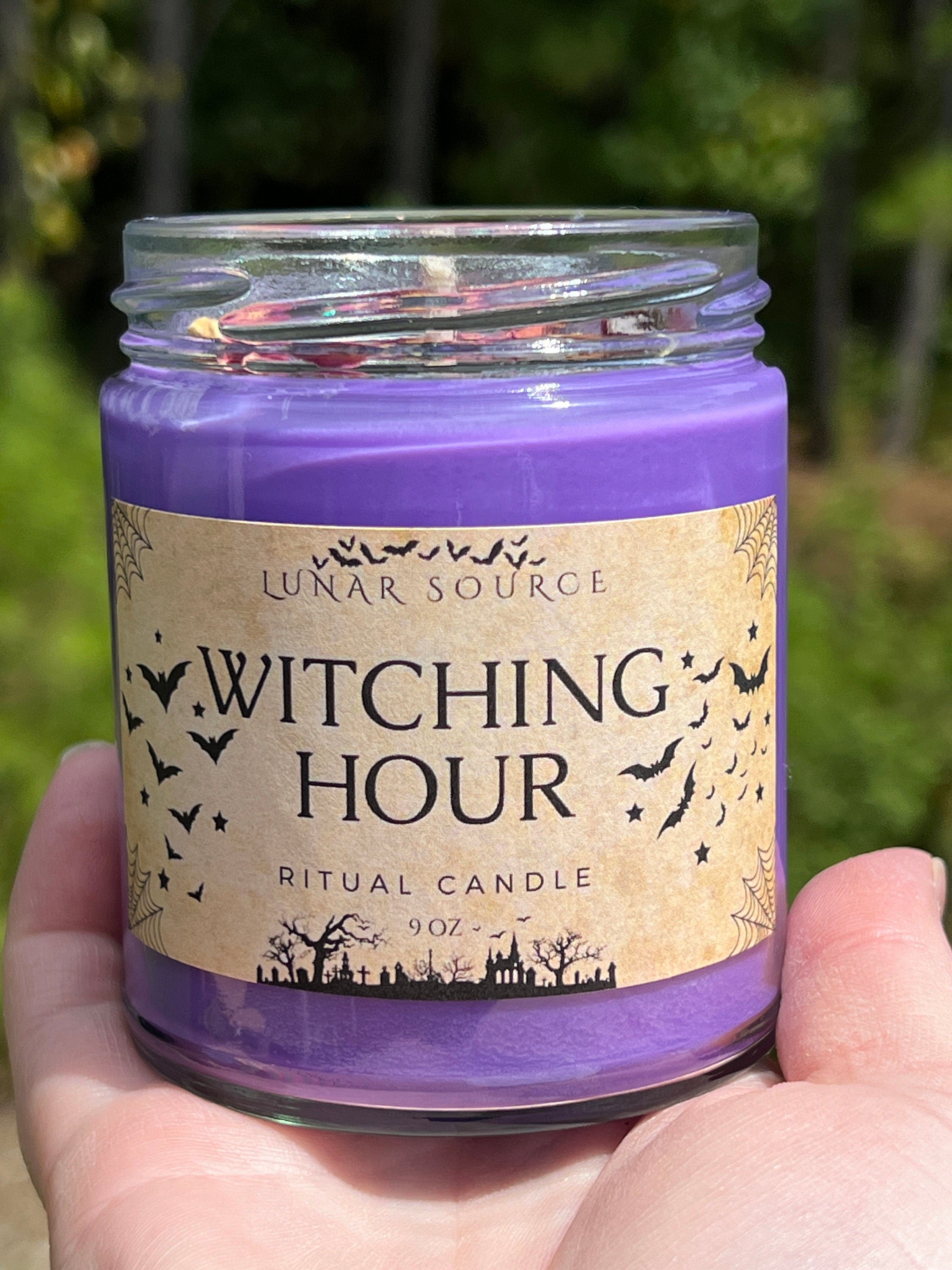 Witching Hour Candle | Midnight Magick Spirit Communication Thinning Veil Crystal Divination Intention Ritual Spell Witchy Pagan Coven Gift