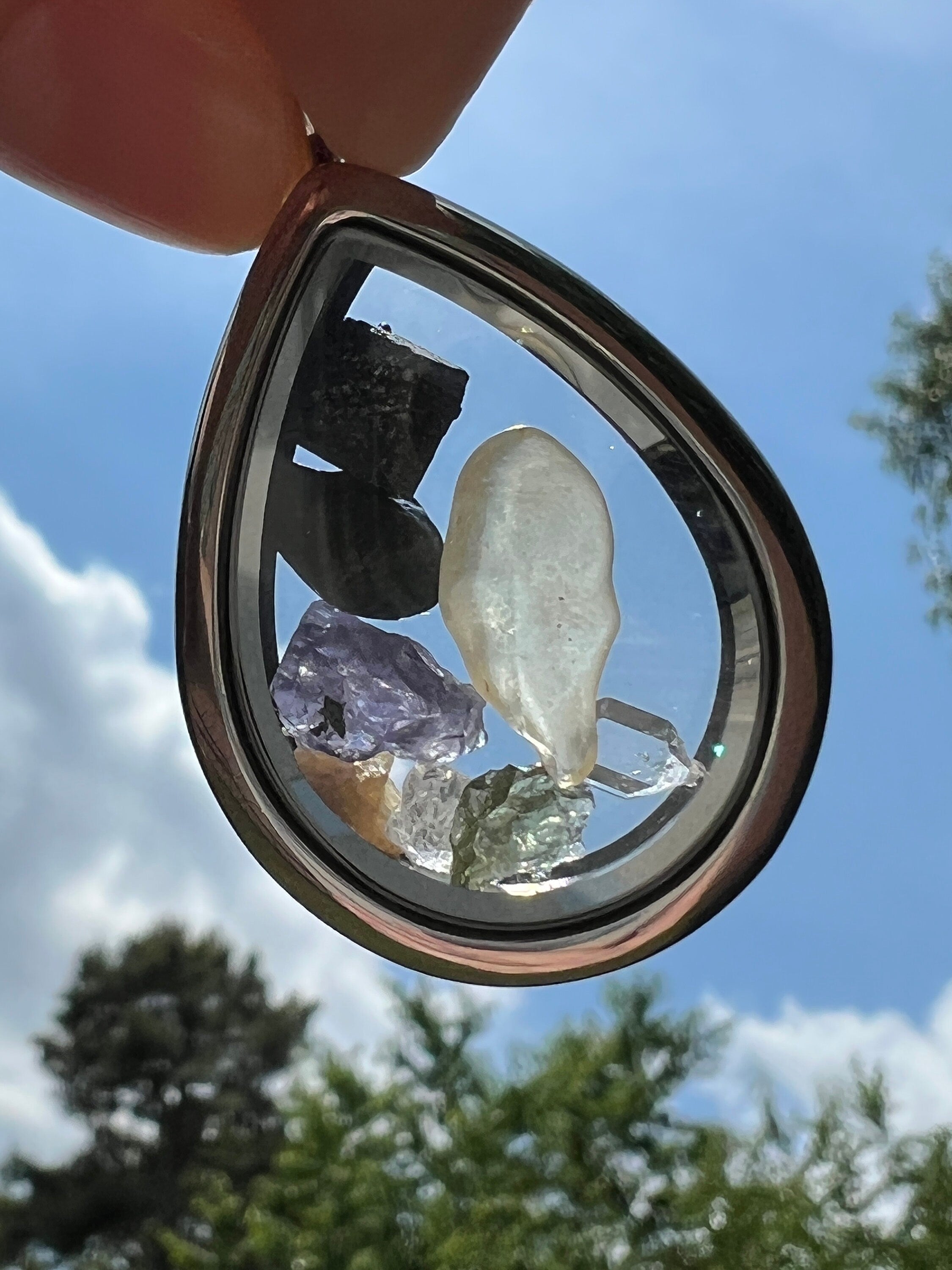 Moldavite Libyan Desert Glass Brookite Herderite Phenacite Natrolite Tibetan Tektite Tanzanite Herkimer Synergy 12 Pendant Jewelry Necklace