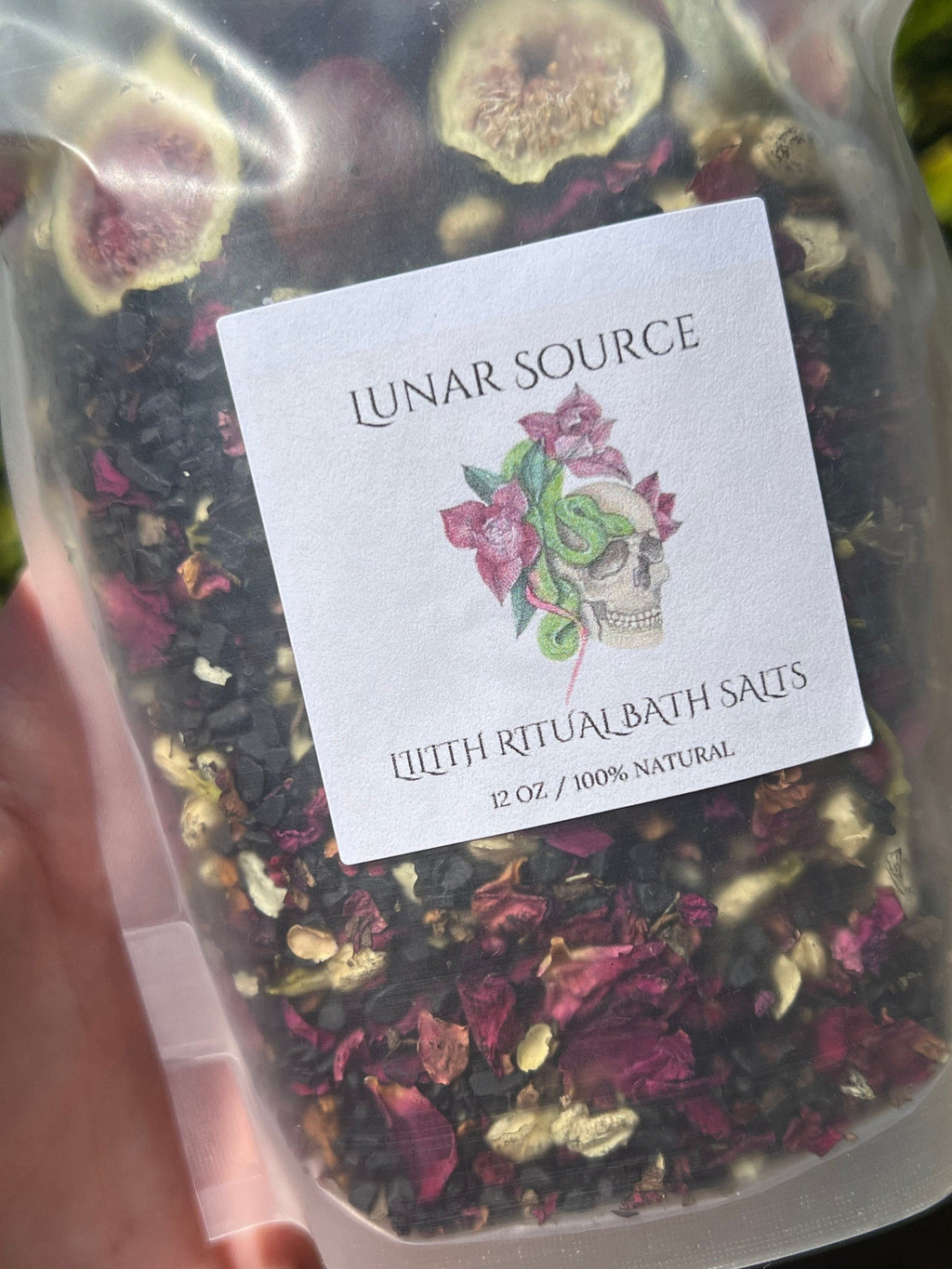 Lilith Ritual Bath Salts | Dark Moon Goddess Offering Lilit Temptress Witchy Devotional Pagan Deity Herbal Carnelian Crystal Black Salt Soak