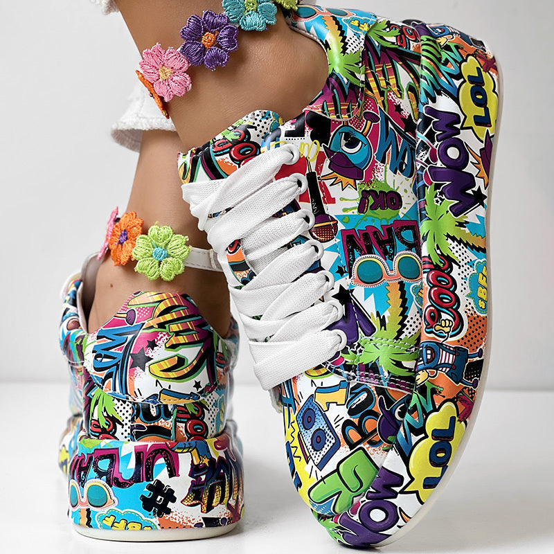 "WOW POP" Sneakers Inspired by Nia SoulX— Women’s Casual Print Shoes