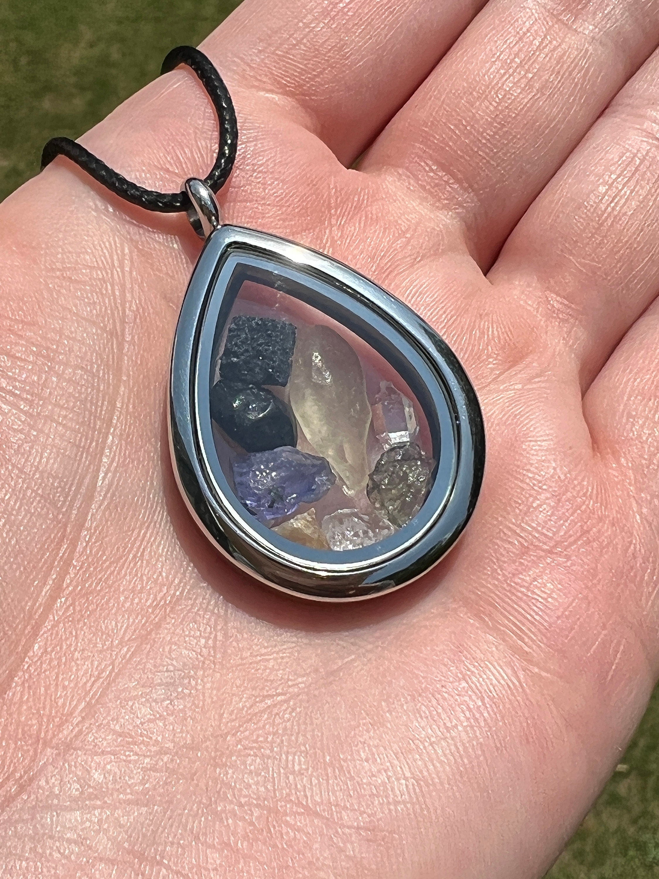 Moldavite Libyan Desert Glass Brookite Herderite Phenacite Natrolite Tibetan Tektite Tanzanite Herkimer Synergy 12 Pendant Jewelry Necklace