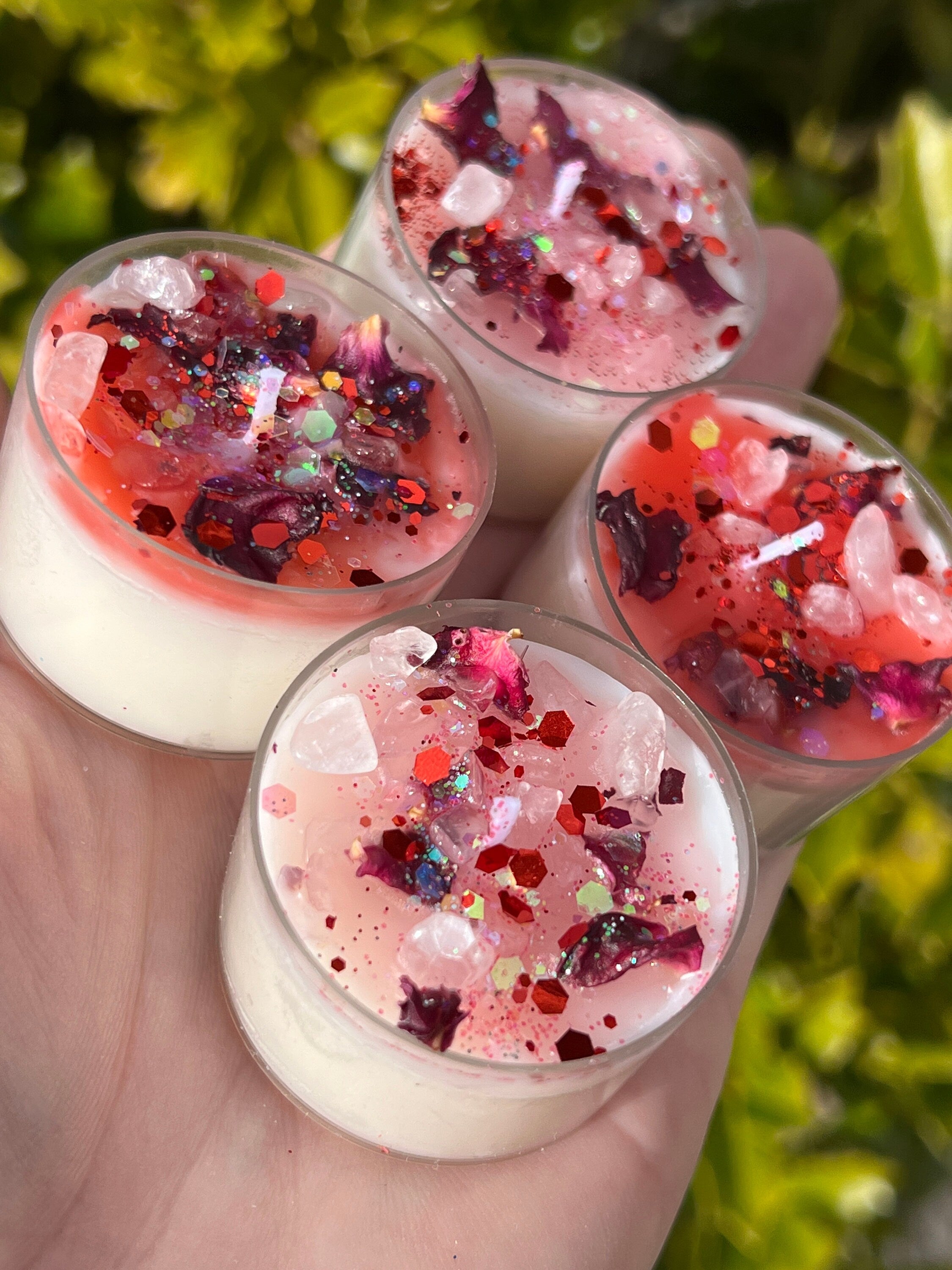 Aphrodite Love Spell Tea Lights: Rose Quartz Vegan Altar Candles