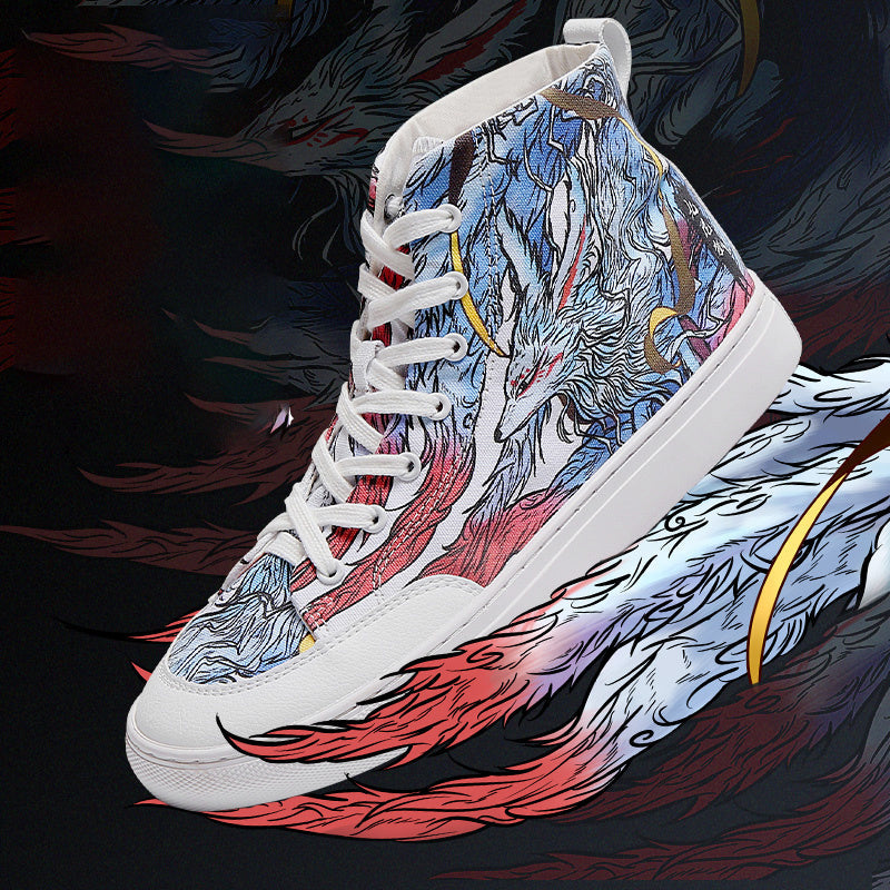 JayRab's Street Men's Graffiti Wolf Casual Shoes