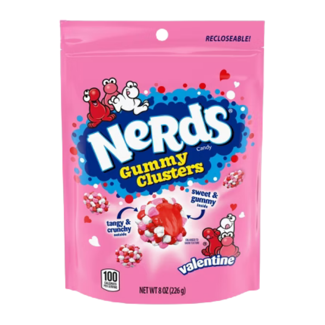 Nerds Valentine Gummy Clusters Tangy & Crunchy Stand-Up Bag (8oz)