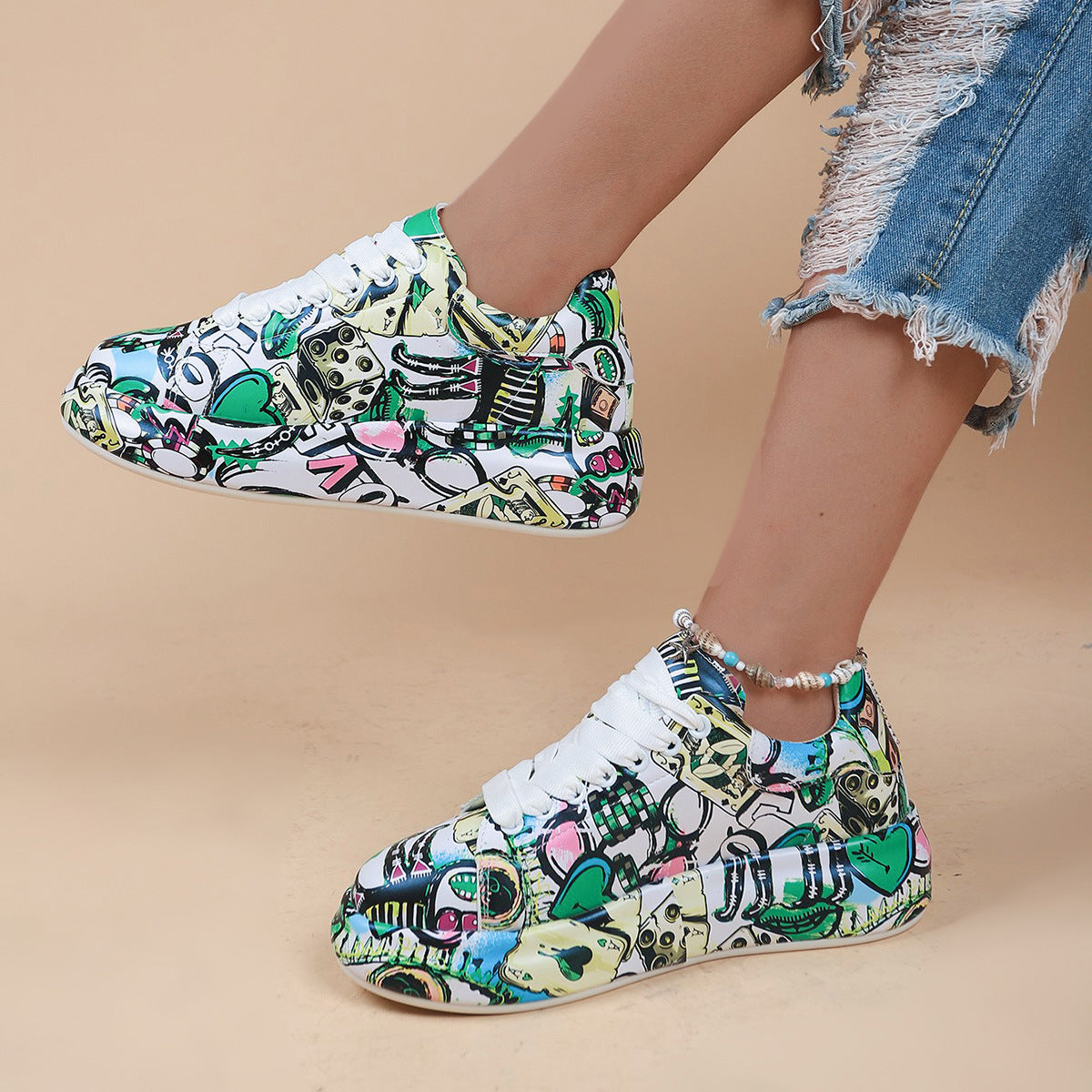 "WOW POP" Sneakers Inspired by Nia SoulX— Women’s Casual Print Shoes