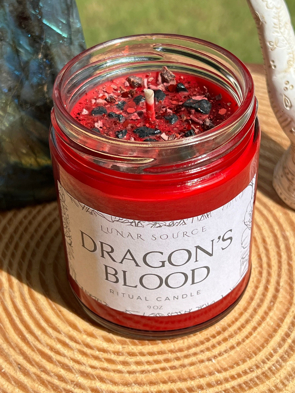 Dragons Blood Candle | Crystal Intention Protection Banishing Attraction Manifestation Remove Spiritual Blocks Psychic Witch Amplify Magick