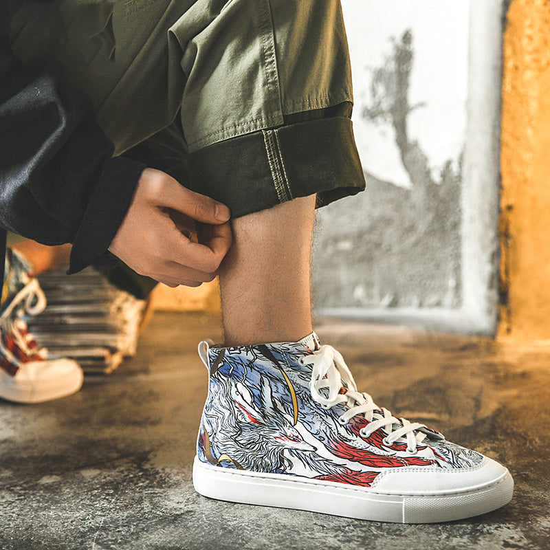 JayRab's Street Men's Graffiti Wolf Casual Shoes