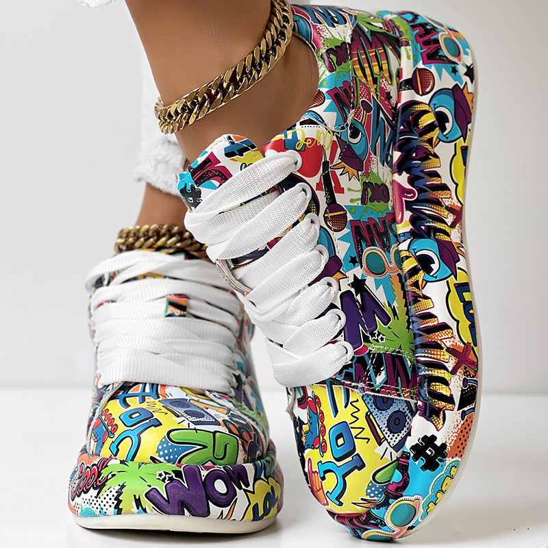 "WOW POP" Sneakers Inspired by Nia SoulX— Women’s Casual Print Shoes