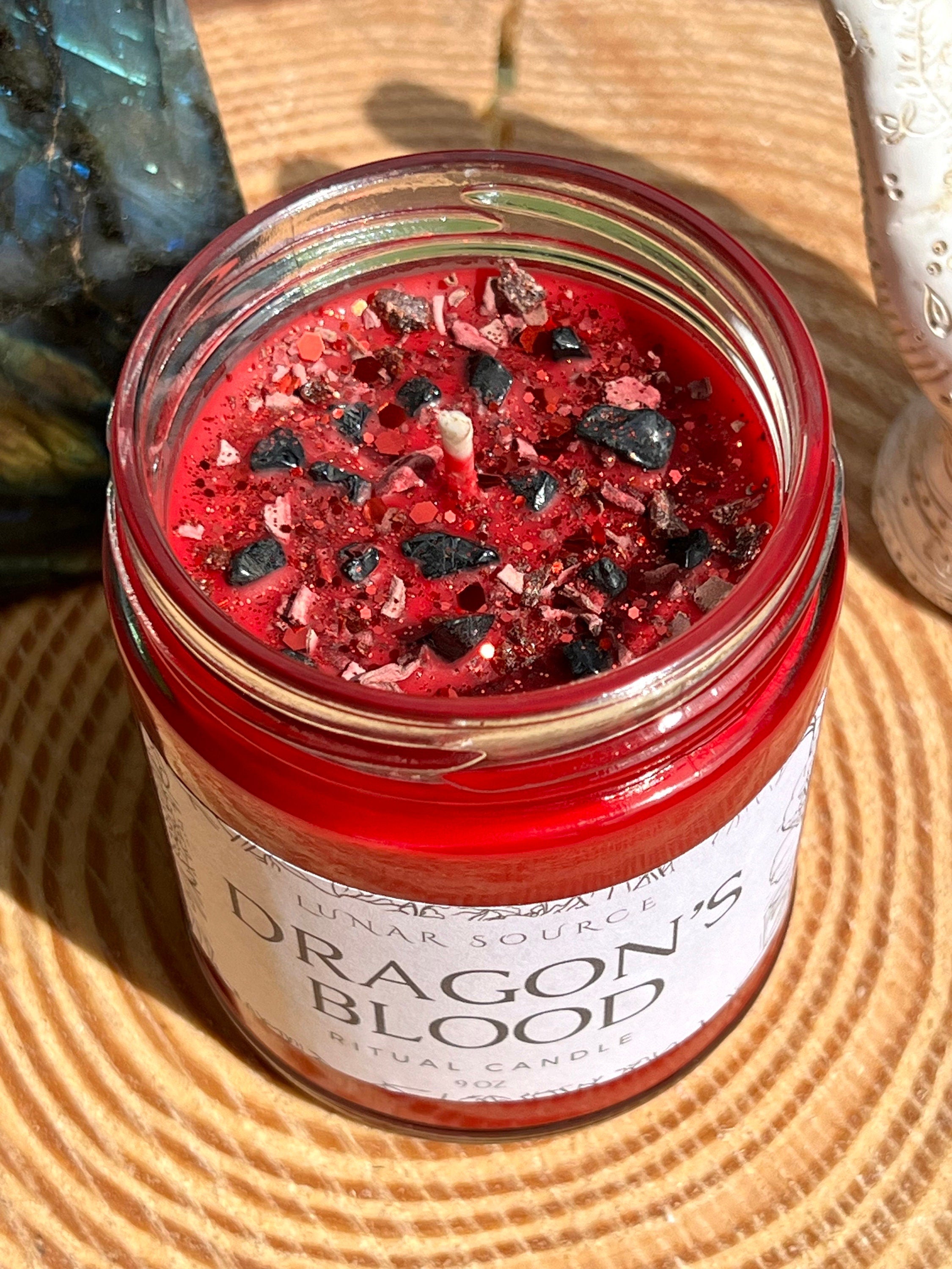 Dragons Blood Candle | Crystal Intention Protection Banishing Attraction Manifestation Remove Spiritual Blocks Psychic Witch Amplify Magick