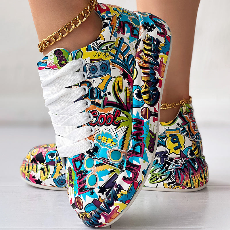 "WOW POP" Sneakers Inspired by Nia SoulX— Women’s Casual Print Shoes