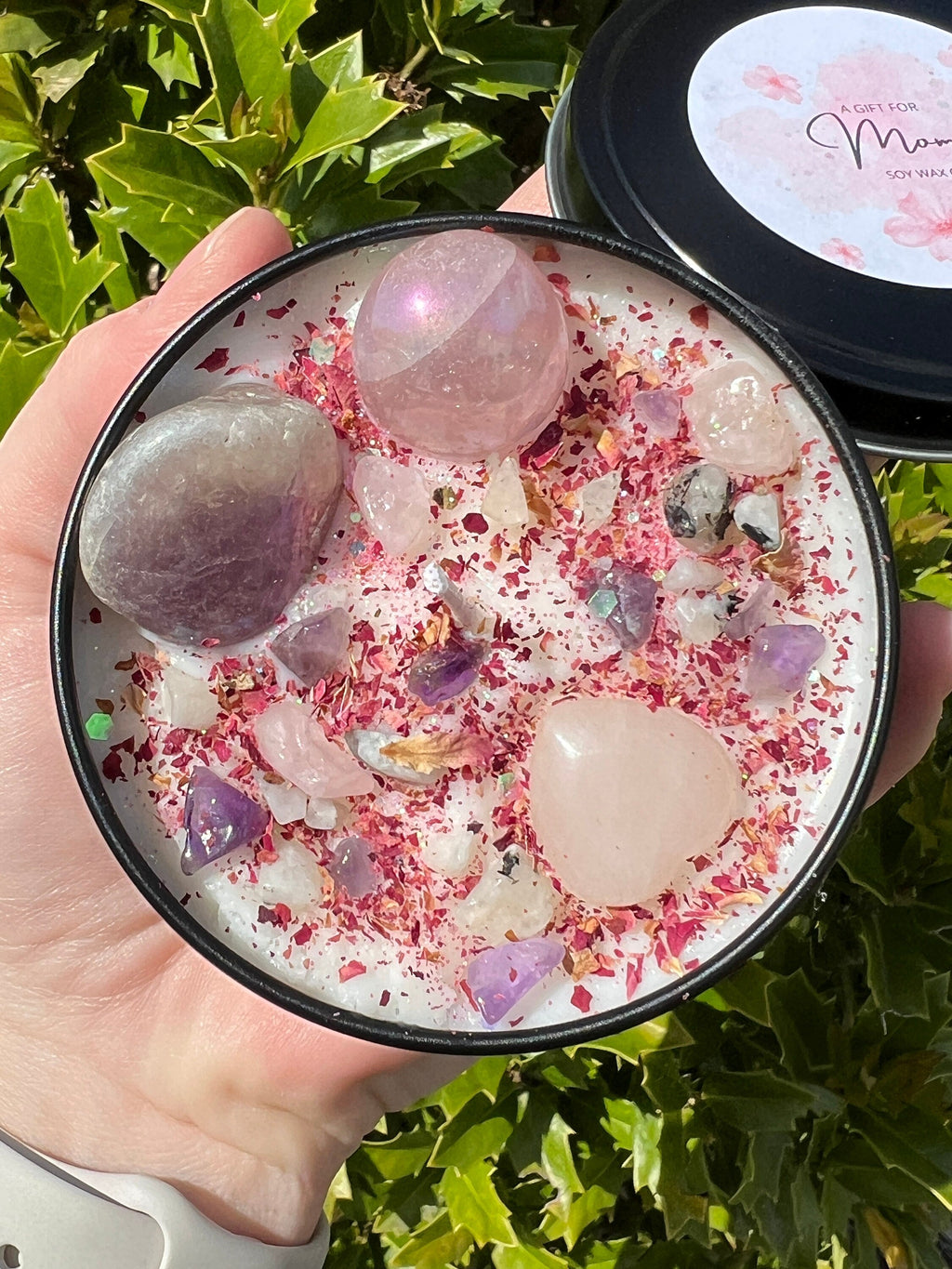 Happy Mother's Day Crystal Candle | Celebrate Wife Sister New Mom Birthday Motherhood Gift For Her | Witchy Woman Altar Spell Magic Scented