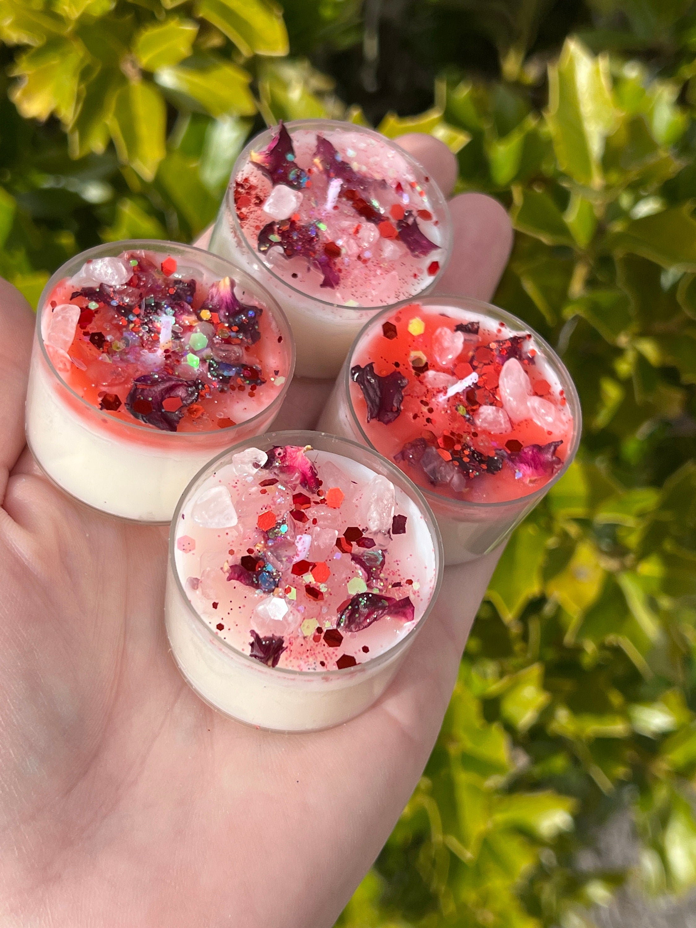 Aphrodite Love Spell Tea Lights: Rose Quartz Vegan Altar Candles