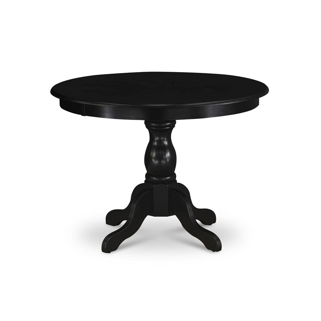 EAST WEST FURNITURE - ANVA3-BLK-C - 3-Pc Kitchen Dining Set- 2 Wood Chair and Kitchen Dining Table - Linen Fabric Seat and Slatted Chair Back (Black Finish)