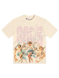 First Row Cropped Washed Rhinestone Tee - Cream