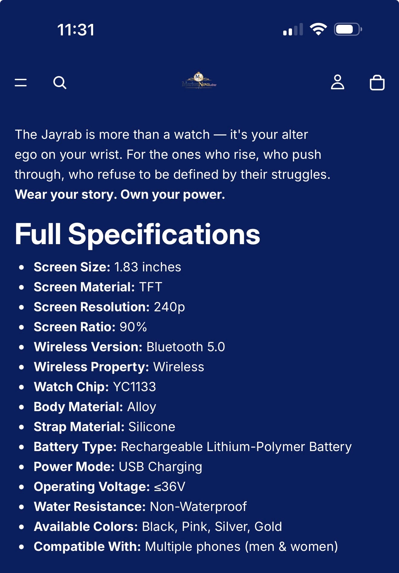 "JayRab" Smart Watch 26