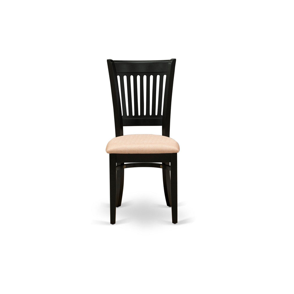 EAST WEST FURNITURE - ANVA3-BLK-C - 3-Pc Kitchen Dining Set- 2 Wood Chair and Kitchen Dining Table - Linen Fabric Seat and Slatted Chair Back (Black Finish)
