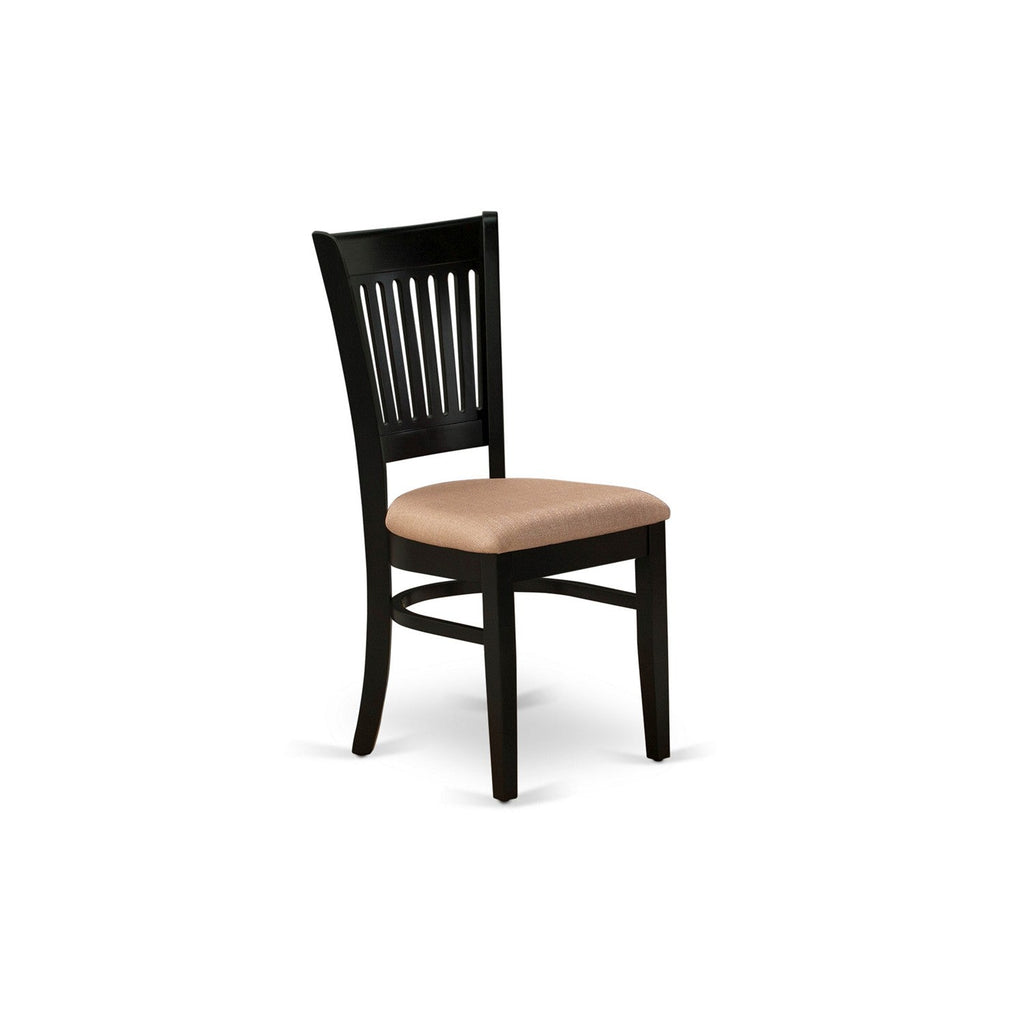EAST WEST FURNITURE - ANVA3-BLK-C - 3-Pc Kitchen Dining Set- 2 Wood Chair and Kitchen Dining Table - Linen Fabric Seat and Slatted Chair Back (Black Finish)