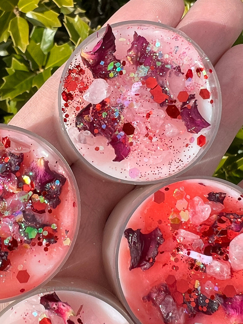 Aphrodite Love Spell Tea Lights: Rose Quartz Vegan Altar Candles