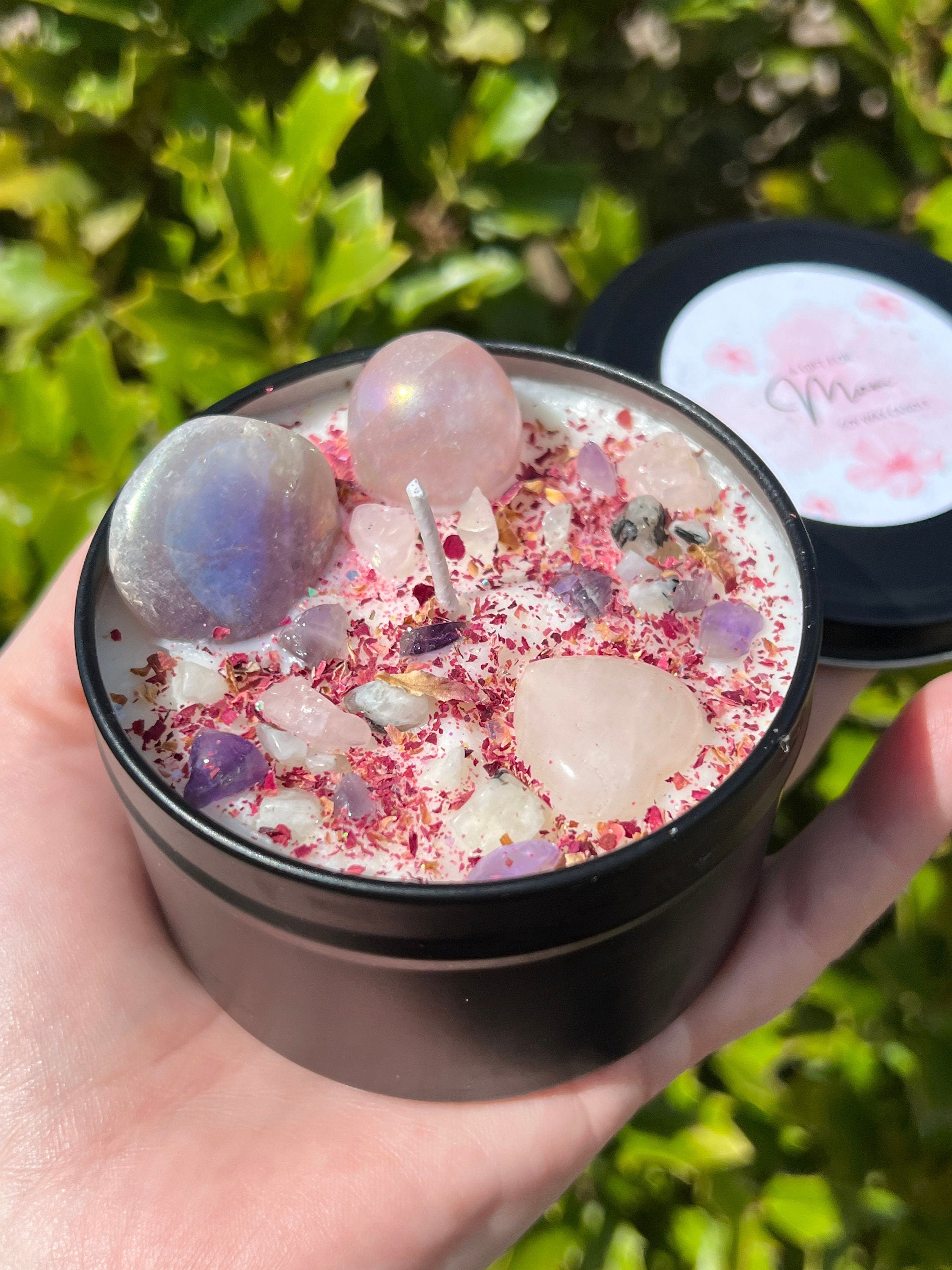 Happy Mother's Day Crystal Candle | Celebrate Wife Sister New Mom Birthday Motherhood Gift For Her | Witchy Woman Altar Spell Magic Scented
