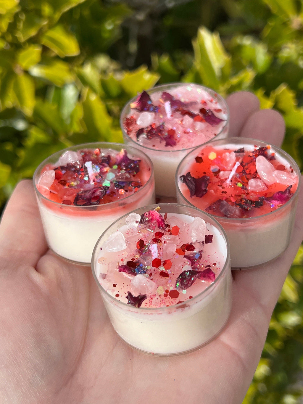 Aphrodite Love Spell Tea Lights: Rose Quartz Vegan Altar Candles