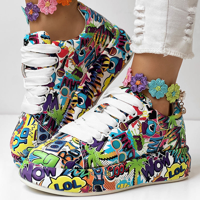"WOW POP" Sneakers Inspired by Nia SoulX— Women’s Casual Print Shoes