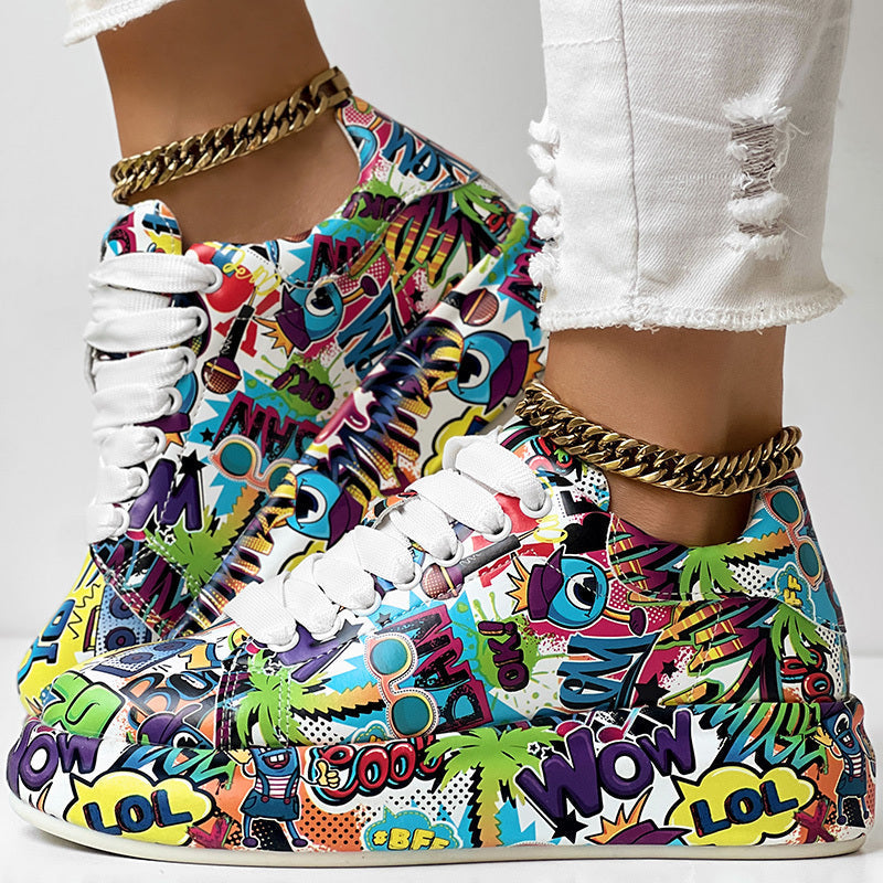 "WOW POP" Sneakers Inspired by Nia SoulX— Women’s Casual Print Shoes