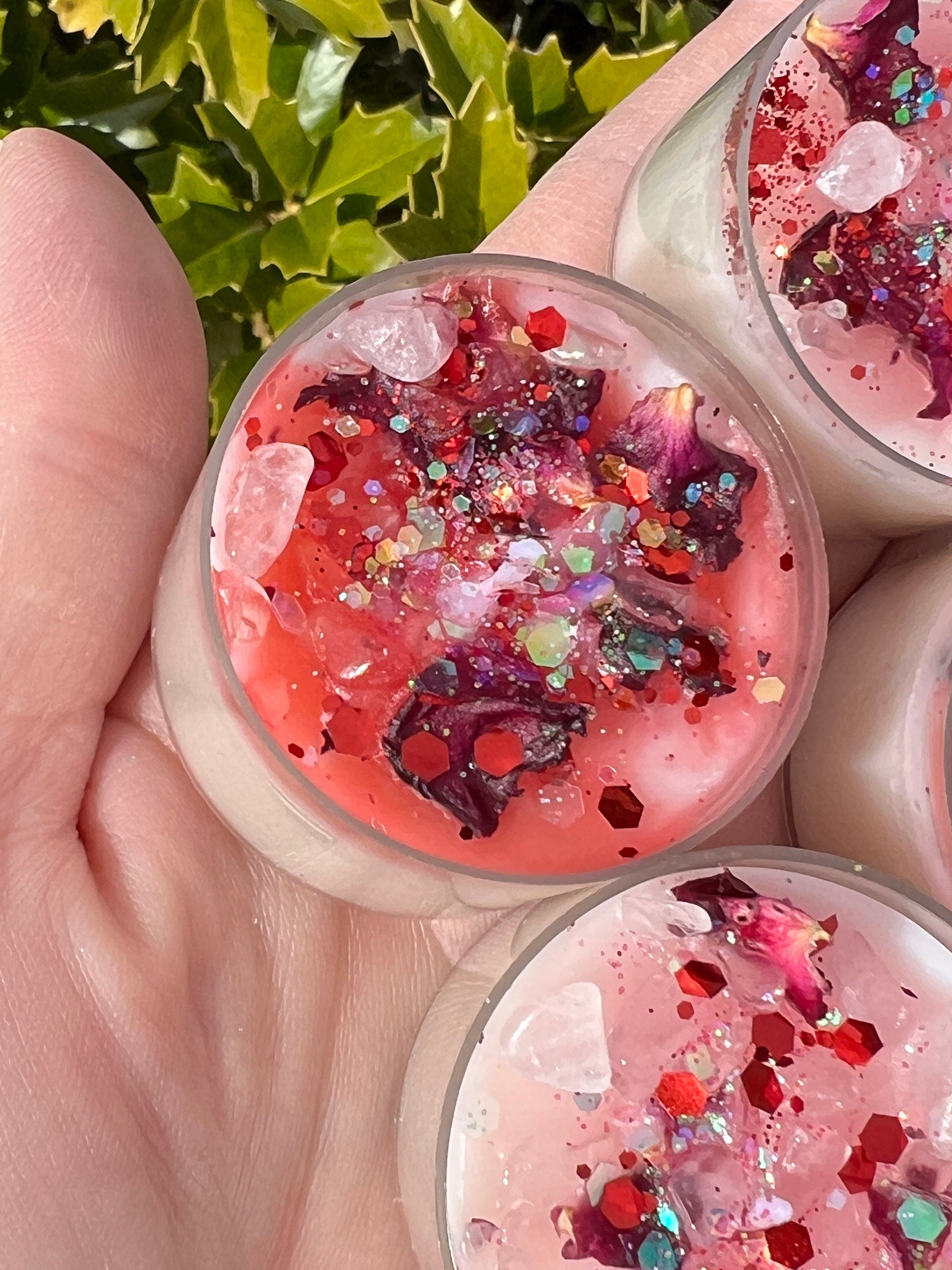 Aphrodite Love Spell Tea Lights: Rose Quartz Vegan Altar Candles