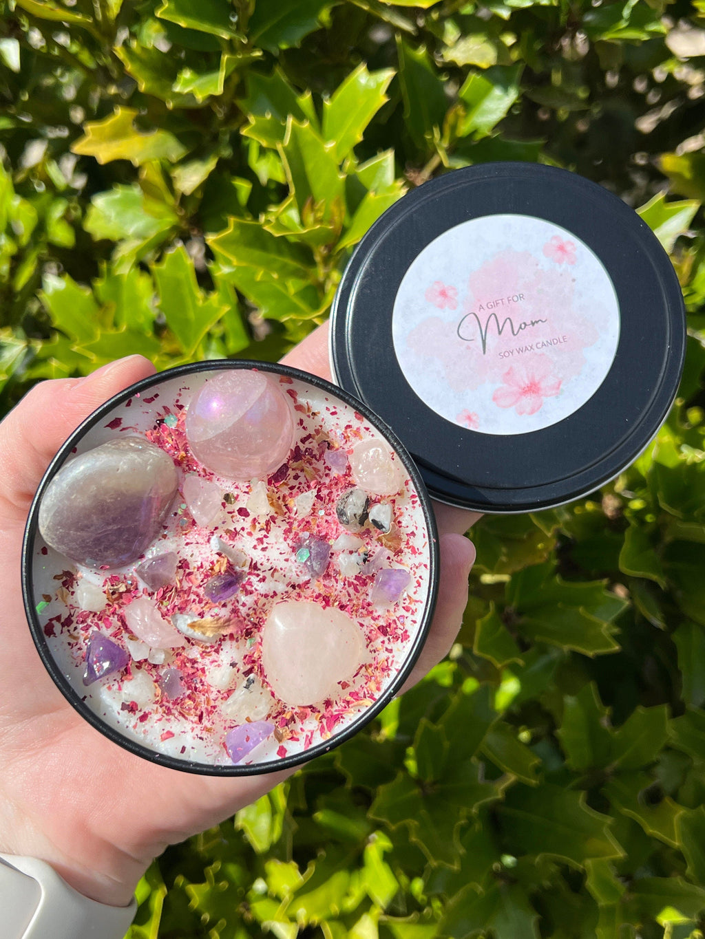 Happy Mother's Day Crystal Candle | Celebrate Wife Sister New Mom Birthday Motherhood Gift For Her | Witchy Woman Altar Spell Magic Scented
