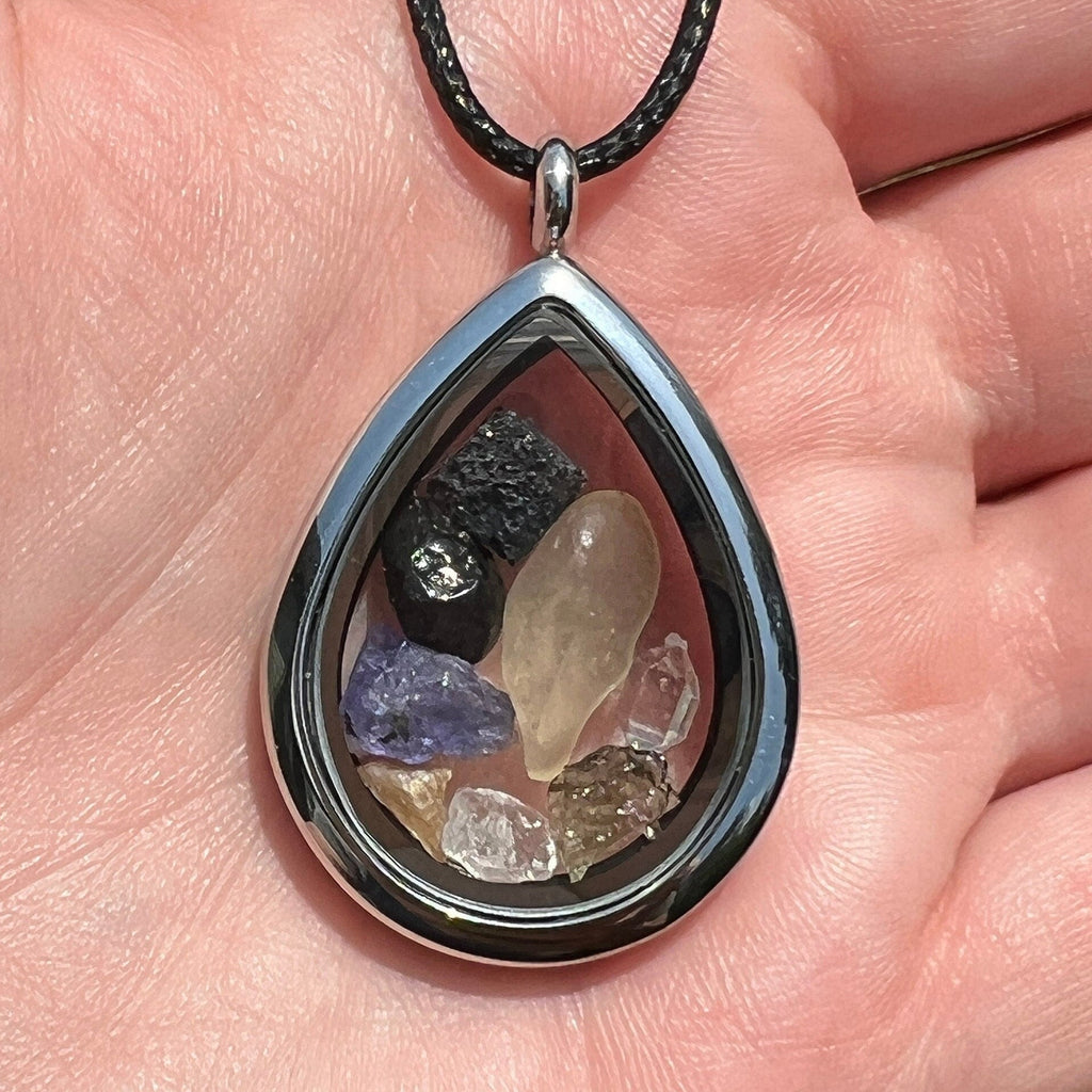 Moldavite Libyan Desert Glass Brookite Herderite Phenacite Natrolite Tibetan Tektite Tanzanite Herkimer Synergy 12 Pendant Jewelry Necklace
