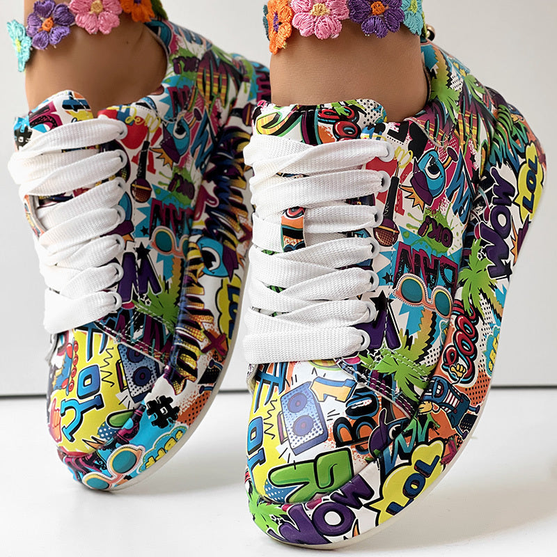 "WOW POP" Sneakers Inspired by Nia SoulX— Women’s Casual Print Shoes