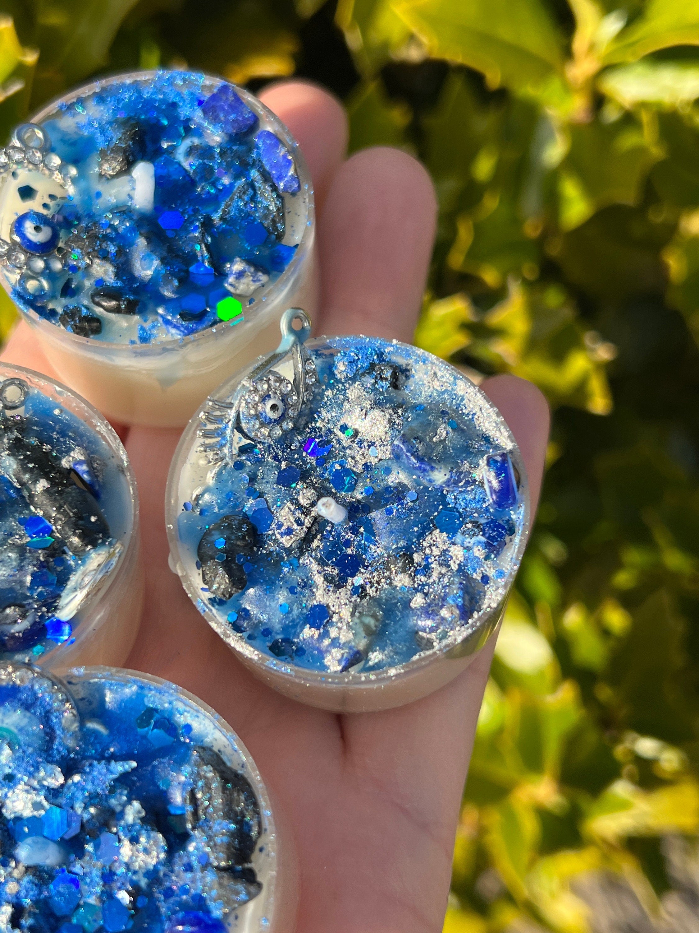 Evil Eye Protection Candles Vegan Witchcraft Pagan Gift Loaded Tea Light Spell Ritual Altar Intention Crystal Lapis Lazuli Black Tourmaline