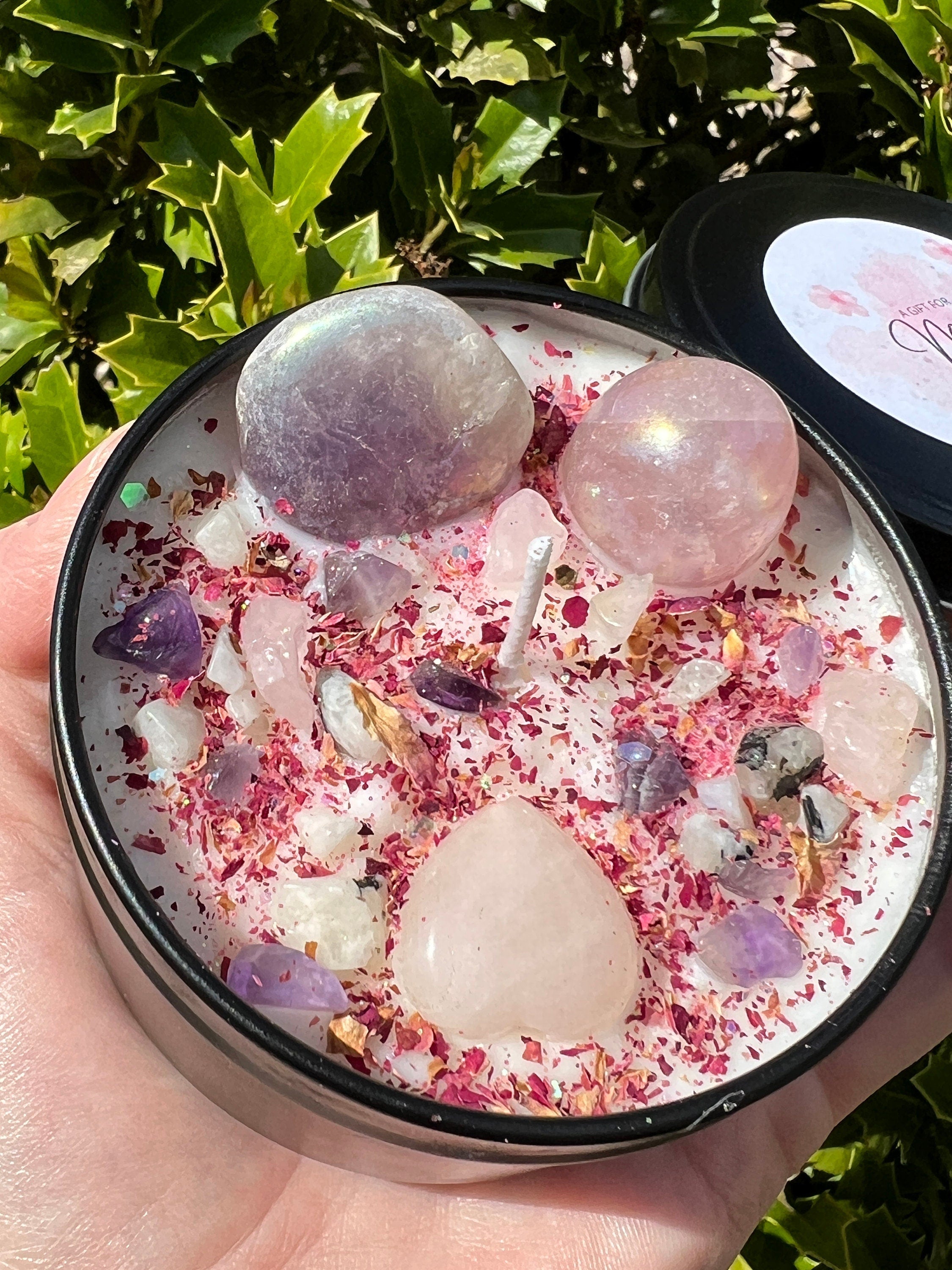 Happy Mother's Day Crystal Candle | Celebrate Wife Sister New Mom Birthday Motherhood Gift For Her | Witchy Woman Altar Spell Magic Scented