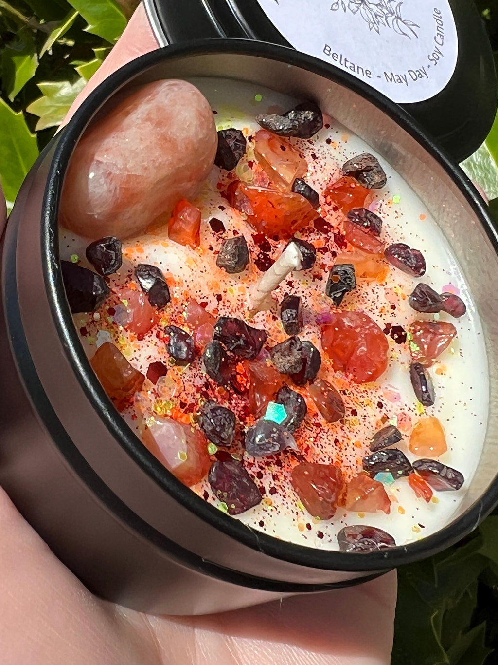 Beltane May Day Fire Festival Candle | Herbal Intention Pagan Sabbat Ritual Altar Tool Crystal Stone Scented Soy Gift Celtic Irish Beltaine