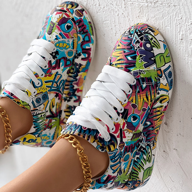 "WOW POP" Sneakers Inspired by Nia SoulX— Women’s Casual Print Shoes