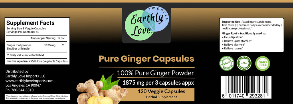 Pure Ginger Capsules (Vegetarian, Powder)