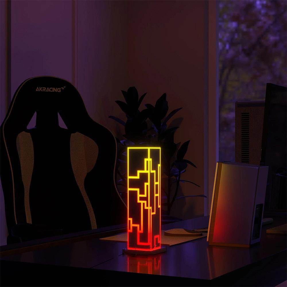 Modern Design Multicolor Cube Standing Night Lamp Restaurant Office Bedroom RGB Table Light With Remote Control Decorative Table Lamp Cute Study Lamps for Bedroom Décor
